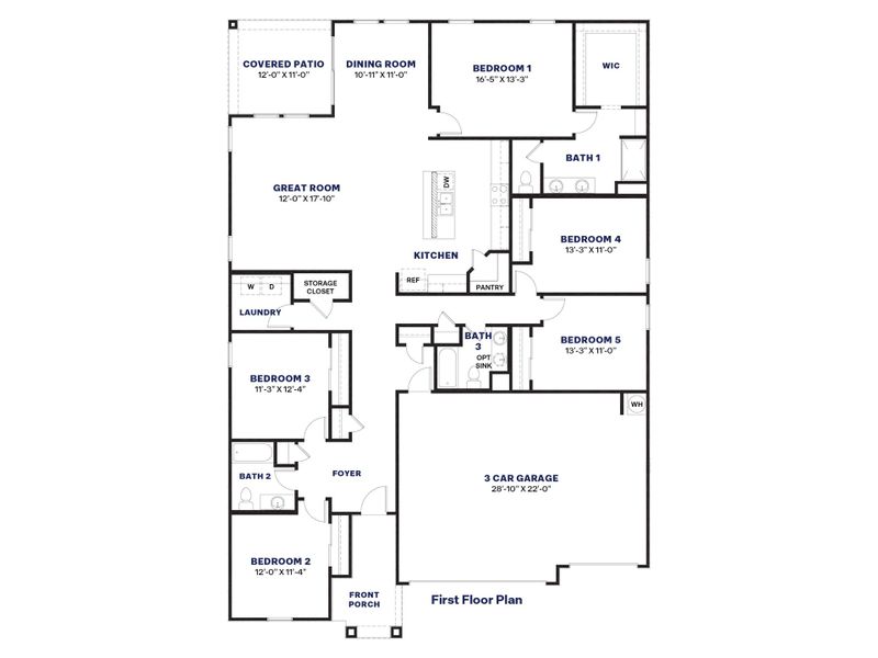 2D floor plan layout for the Jerome by D.R. Horton in Quail Ranch, San Tan Valley, AZ (Image 4).