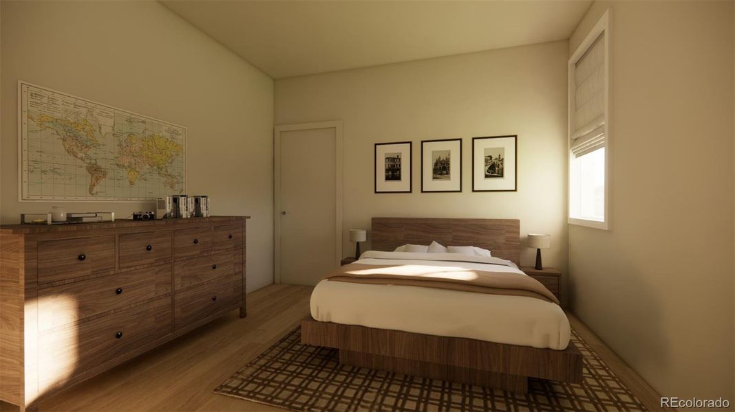 Second bedroom! *This is a 3D rendering.
