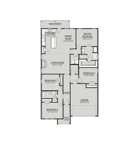2D floor plan layout for the Wellington II B by DSLD Homes in Orange Gardens, Orange, TX (Image 2). 2D floor plan layout for the Wellington II B by DSLD Homes in Orange Gardens, Orange, TX (Image 2).