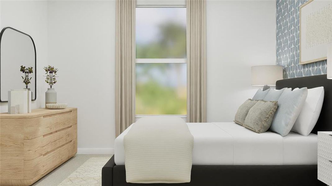 Carpeted bedroom with multiple windows Carpeted bedroom with multiple windows