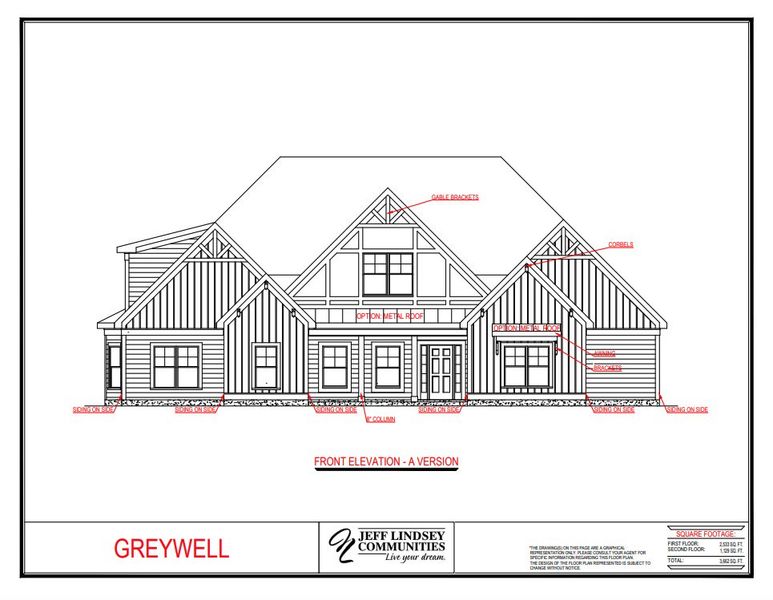 Representative rendering of the exterior for the Greywell A by Jeff Lindsey Communities (Image 1).