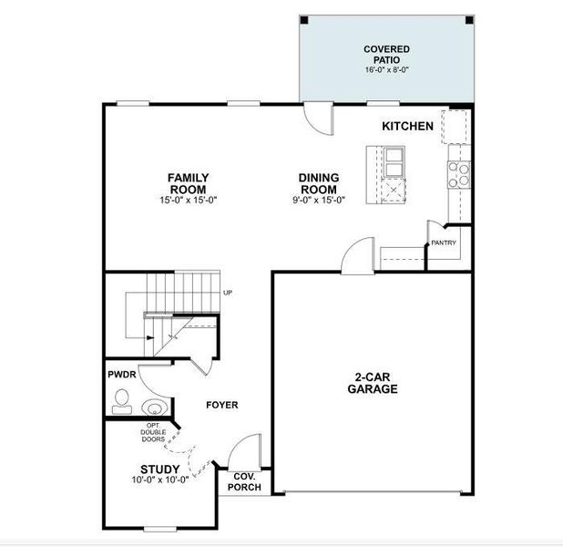 2D floor plan layout of this home in Cascades at Onion Creek, Austin, TX (Image 3).