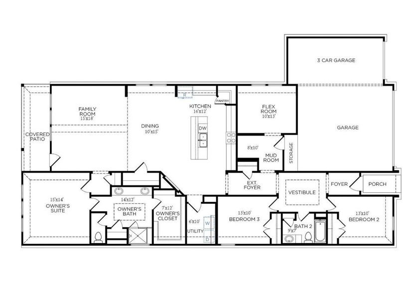2D floor plan layout of this home in Lago Mar 50' & 55', Texas City, TX (Image 2). 2D floor plan layout of this home in Lago Mar 50' & 55', Texas City, TX (Image 2).
