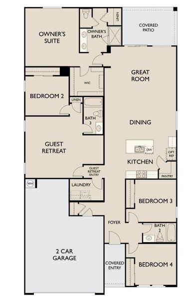 2D floor plan layout for the Sunflower by Ashton Woods in Bella Vista Farms, San Tan Valley, AZ (Image 3). 2D floor plan layout for the Sunflower by Ashton Woods in Bella Vista Farms, San Tan Valley, AZ (Image 3).