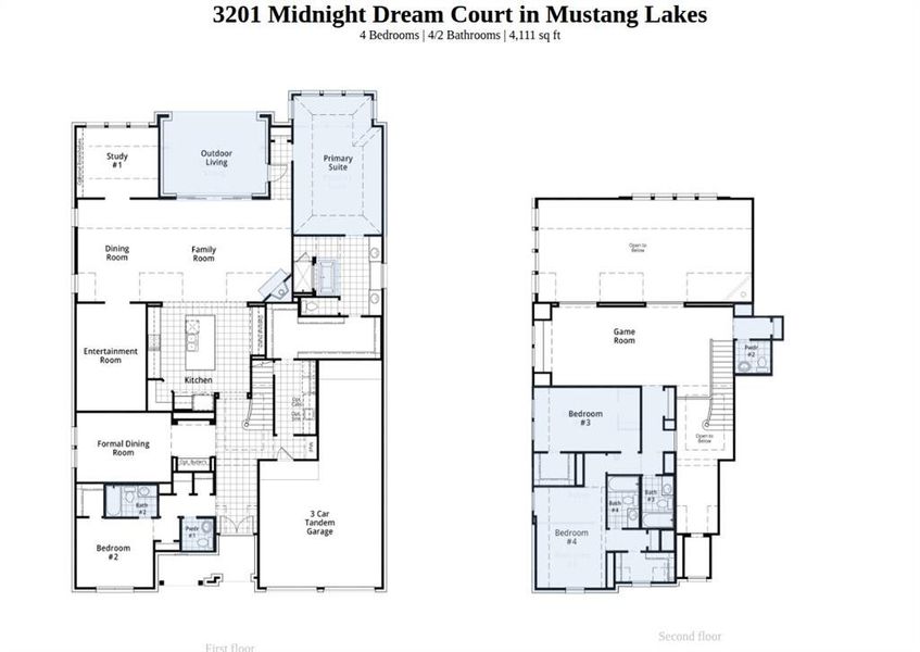 2D floor plan layout of this home in Mustang Lakes, Celina, TX (Image 3).