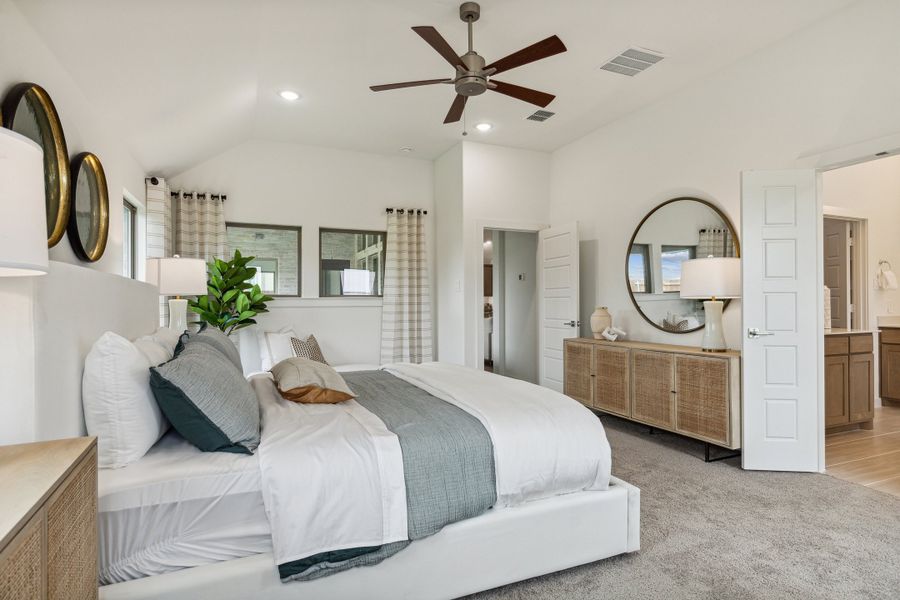 Primary Suite in the Gilmour home plan by Trophy Signature Homes – REPRESENTATIVE PHOTO
