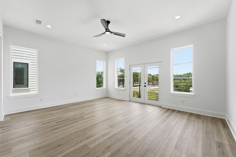 Open the French doors and let the outside in. This generous second-floor living area flows seamlessly to your private balcony, filling the space with natural light and creating the effortless indoor-outdoor lifestyle you've always wanted. Open the French doors and let the outside in. This generous second-floor living area flows seamlessly to your private balcony, filling the space with natural light and creating the effortless indoor-outdoor lifestyle you've always wanted.