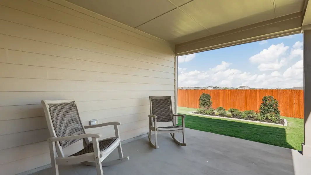 Exterior details and patio area of a home in Rosewood at Beltmill, Fort Worth (Image 2).