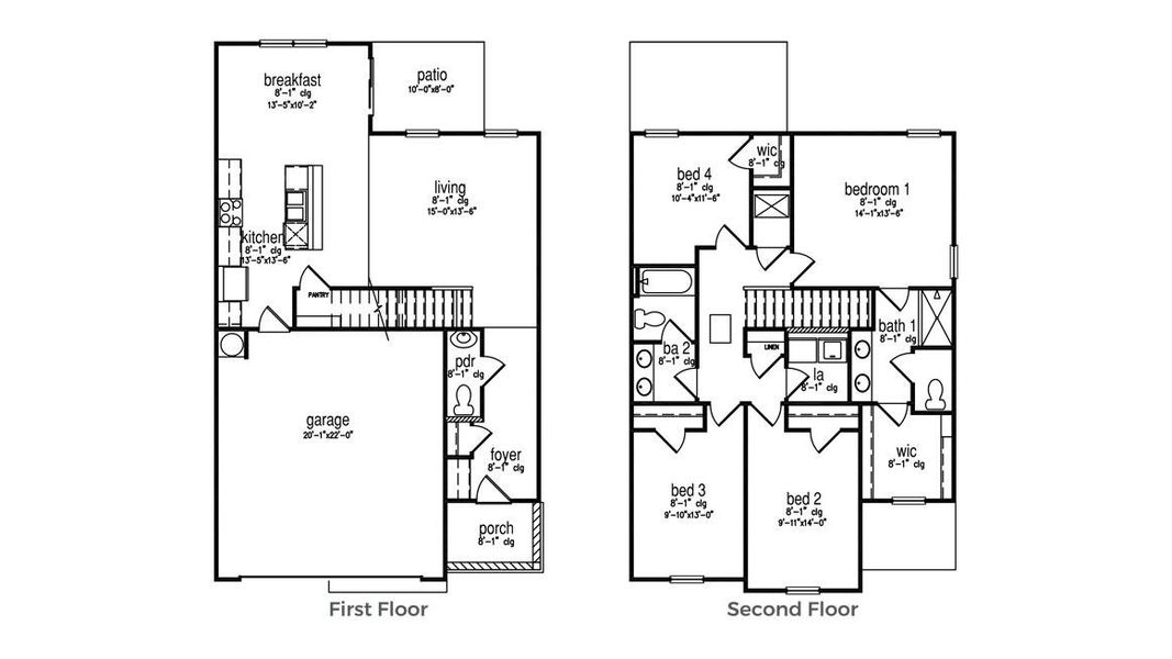 2D floor plan layout of this home in Carolina Groves, Moncks Corner, SC (Image 2). 2D floor plan layout of this home in Carolina Groves, Moncks Corner, SC (Image 2).