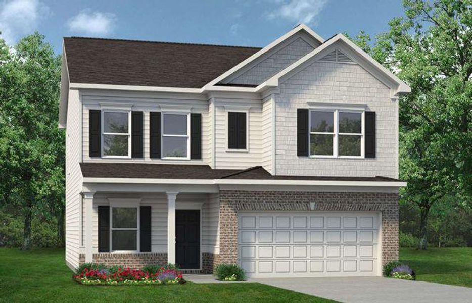 Front exterior of a new home in The Stiles, Cartersville, GA, highlighting curb appeal (Image 1). Front exterior of a new home in The Stiles, Cartersville, GA, highlighting curb appeal (Image 1).