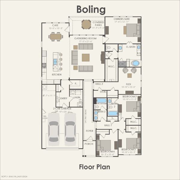 2D floor plan layout for the Boling by Pulte Homes in Indigo Bay, Myrtle Beach, SC (Image 5). 2D floor plan layout for the Boling by Pulte Homes in Indigo Bay, Myrtle Beach, SC (Image 5).