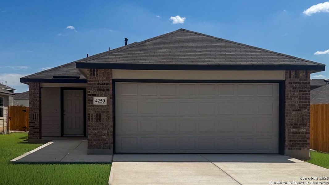 Front exterior of a new home in Preserve at Medina, Von Ormy, TX, highlighting curb appeal (Image 1). Front exterior of a new home in Preserve at Medina, Von Ormy, TX, highlighting curb appeal (Image 1).