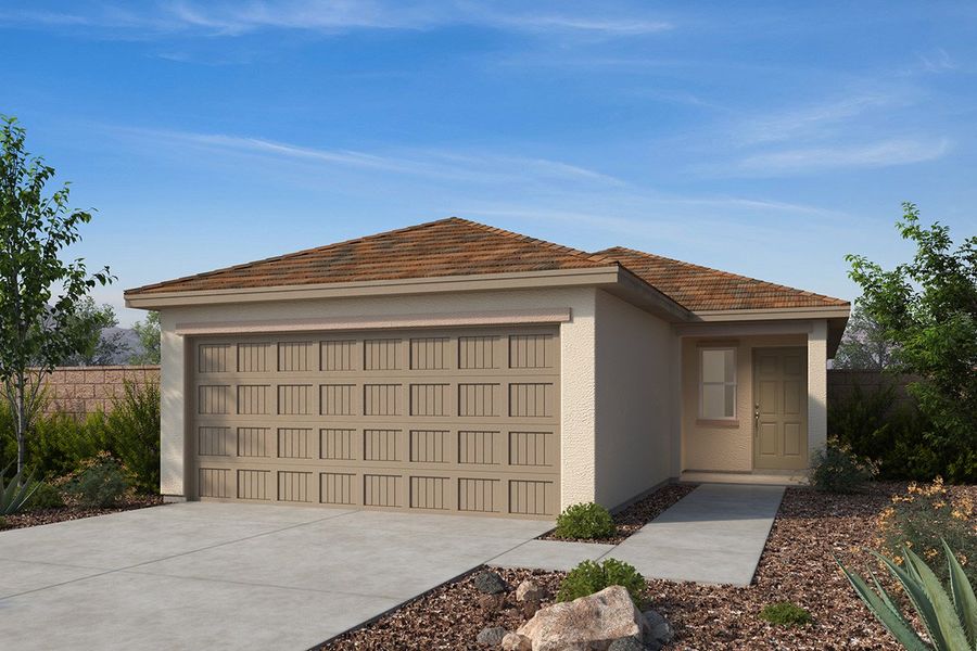 Representative exterior photo of a completed home built from the 1003 by KB Home in Entrada Del Toro at Rancho Sahuarita, Sahuarita, AZ (Image 4).