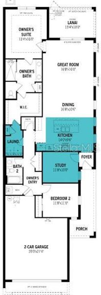 2D floor plan layout of this home in Brightmore at Wellen Park, Venice, FL (Image 2).