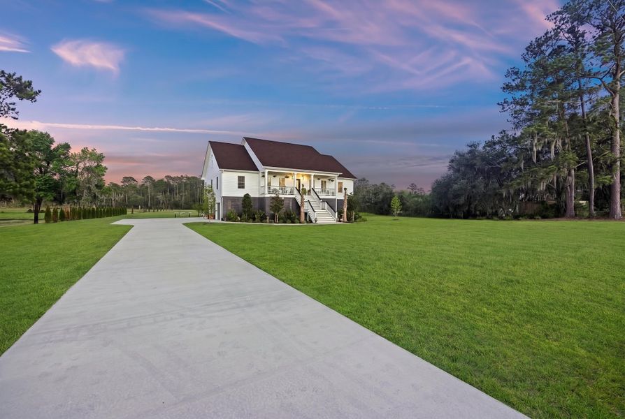 Front exterior of a new home in , Meggett, SC, highlighting curb appeal (Image 28). Front exterior of a new home in , Meggett, SC, highlighting curb appeal (Image 28).