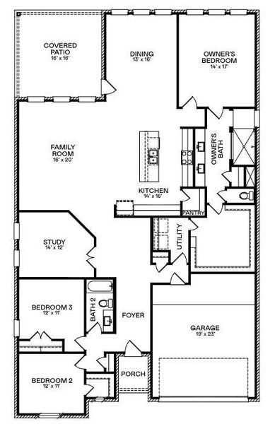 2D floor plan layout of this home in The Preserve at Rosenberg, Rosenberg, TX (Image 2).
