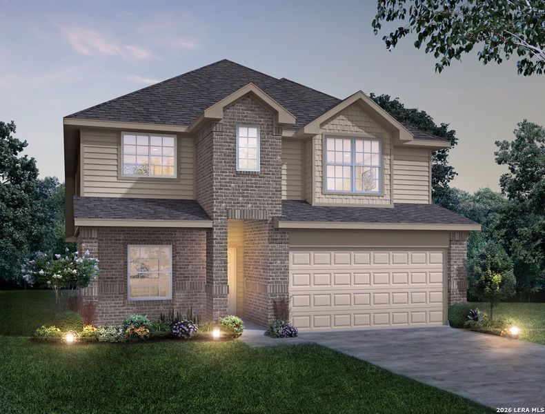 Front exterior of a new home in Cinco Lakes, San Antonio, TX, highlighting curb appeal (Image 1). Front exterior of a new home in Cinco Lakes, San Antonio, TX, highlighting curb appeal (Image 1).