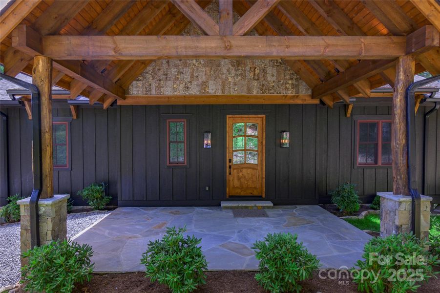 Covered porte-cochere entrance