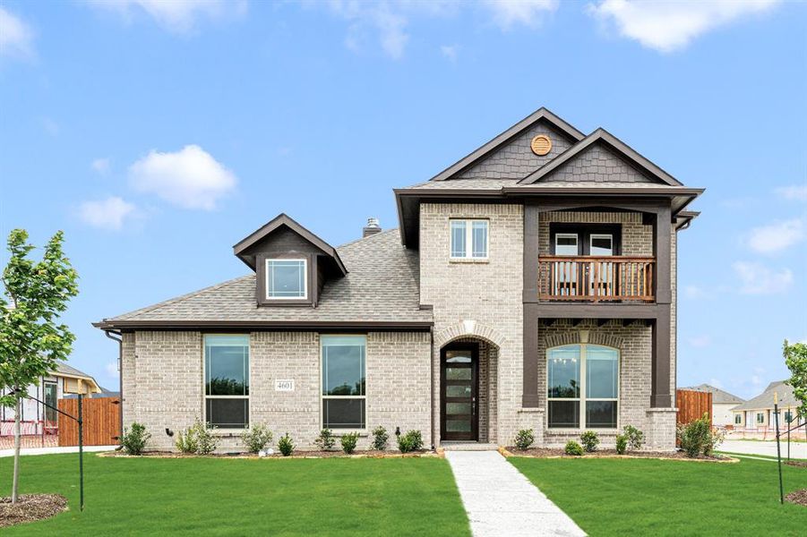 Front exterior of a new home in Ridgepoint, Midlothian, TX, highlighting curb appeal (Image 2).