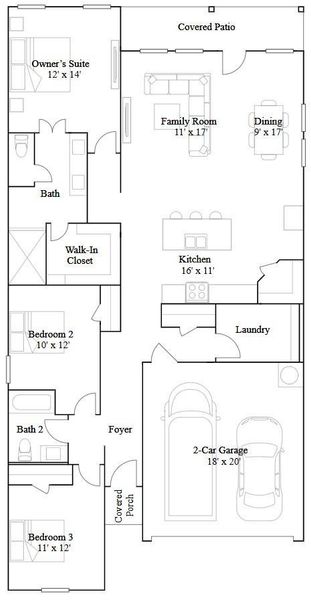 2D floor plan layout of this home in Cypress Green, Hockley, TX (Image 2).