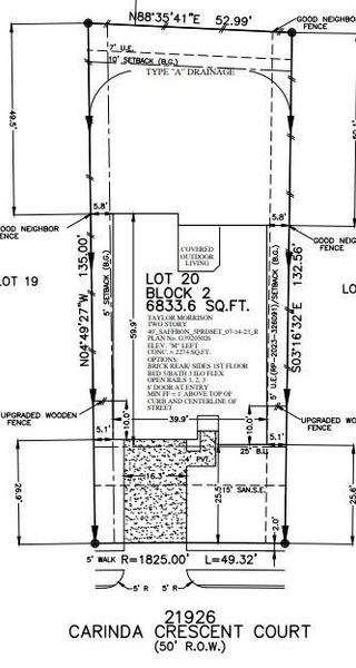 21926 Carinda Crescent Court preliminary plot plan 21926 Carinda Crescent Court preliminary plot plan