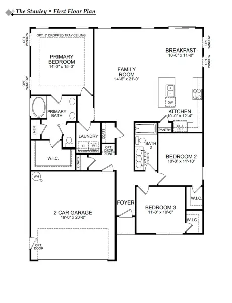 2D floor plan layout for the Stanley by Eastwood Homes in The Grove at Bratton Park, York, SC (Image 4).