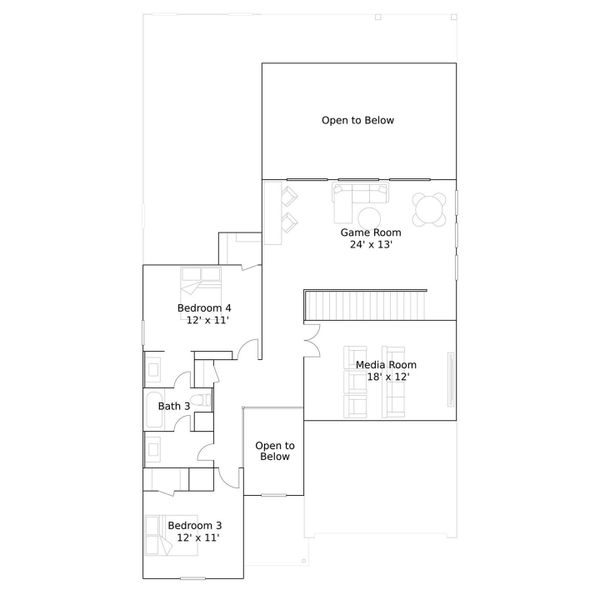 2D floor plan layout of this home in Southern Pointe, College Station, TX (Image 3).