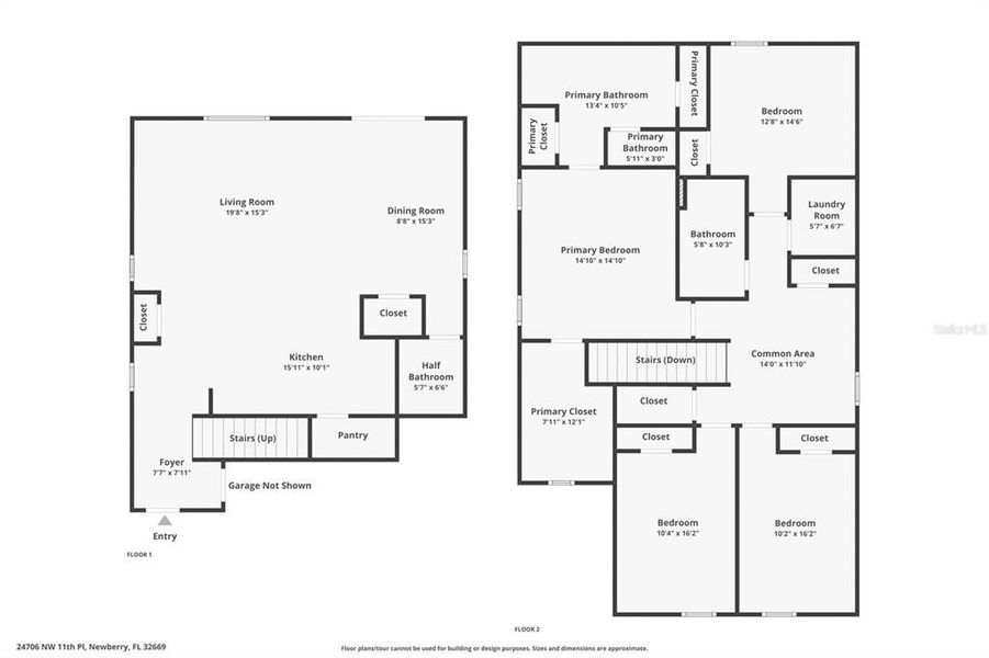 2D floor plan layout of this home in Avalon Woods, Newberry, FL (Image 5).