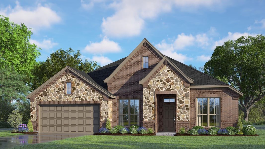 Elevation B with Stone | Concept 2464 at Villages of Walnut Grove in Midlothian, TX by Landsea Homes