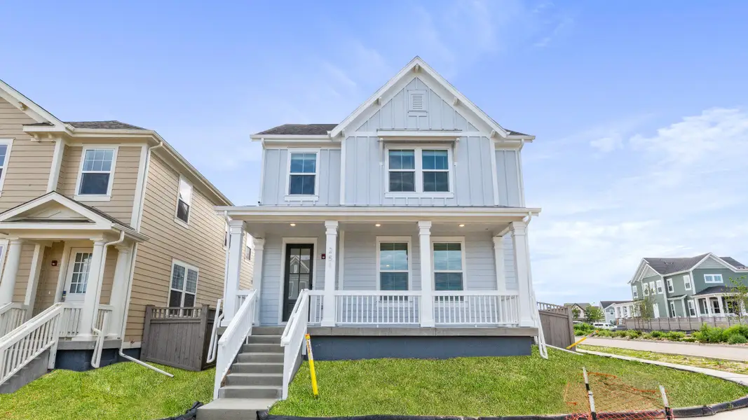 Front exterior of a new home in Westerly, Erie, CO, highlighting curb appeal (Image 2). Front exterior of a new home in Westerly, Erie, CO, highlighting curb appeal (Image 2).