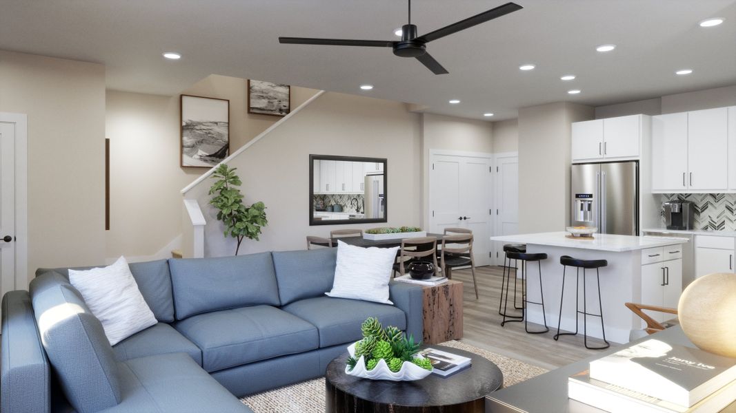 Representative furnished interior of a home built from the 2402 by Risewell Homes in Harvest Crossing, Aurora (Image 7). Representative furnished interior of a home built from the 2402 by Risewell Homes in Harvest Crossing, Aurora (Image 7).