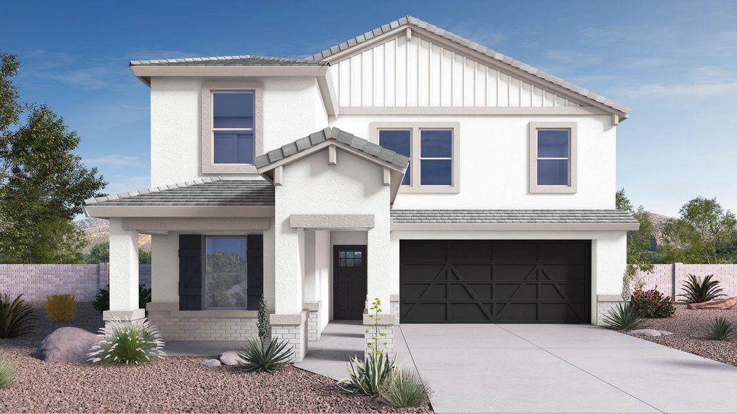 Representative exterior photo of a completed home built from the Ibis by D.R. Horton in The Ridge at Stone Butte, Phoenix, AZ (Image 26).