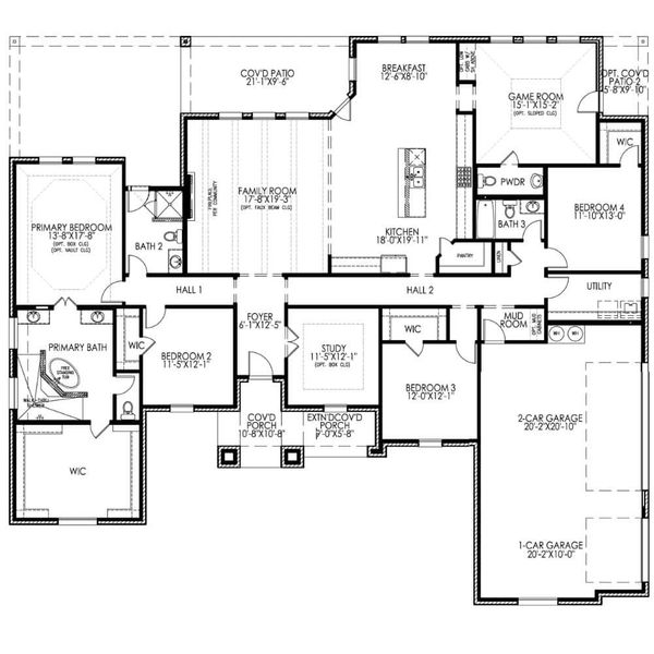 2D floor plan layout for the The Cedarcrest by Lillian Custom Homes in The Arbors Midlothian, Midlothian, TX (Image 7).
