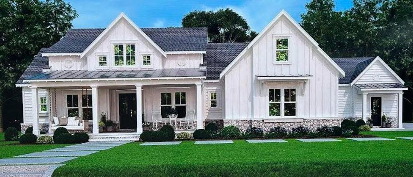 Front exterior of a new home in , White, GA, highlighting curb appeal (Image 1).