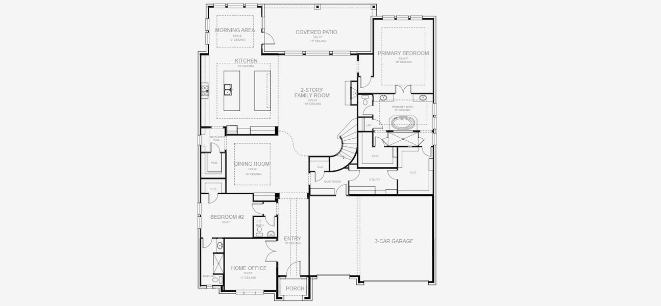 2D floor plan layout for the 4994W by Perry Homes in Creek of Driftwood, Driftwood, TX (Image 3).