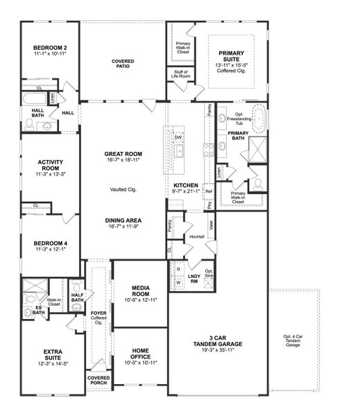 2D floor plan layout for the Geneva by K. Hovnanian® Homes in Heath Golf & Yacht Estates, Heath, TX (Image 3). 2D floor plan layout for the Geneva by K. Hovnanian® Homes in Heath Golf & Yacht Estates, Heath, TX (Image 3).
