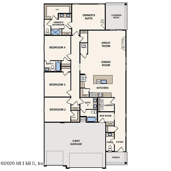 2D floor plan layout of this home in Reserve East, Flagler Beach, FL (Image 5).