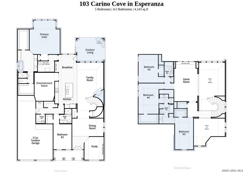2D floor plan layout of this home in Esperanza, Boerne, TX (Image 4).