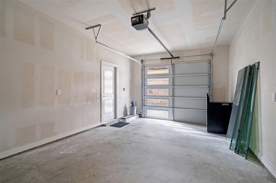 Garage with a garage door opener Garage with a garage door opener