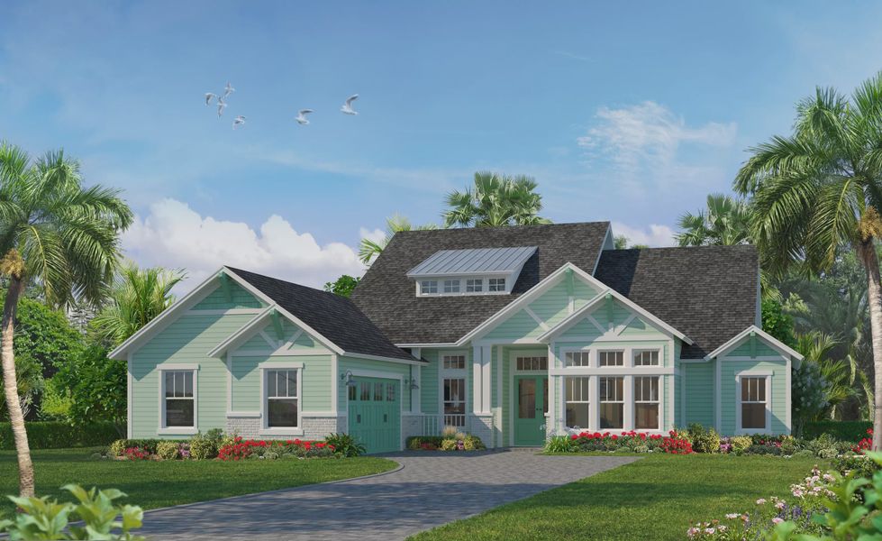 Representative exterior photo of a completed home built from the Egret V by ICI Homes in Madeira at St Augustine, St. Augustine, FL (Image 3).