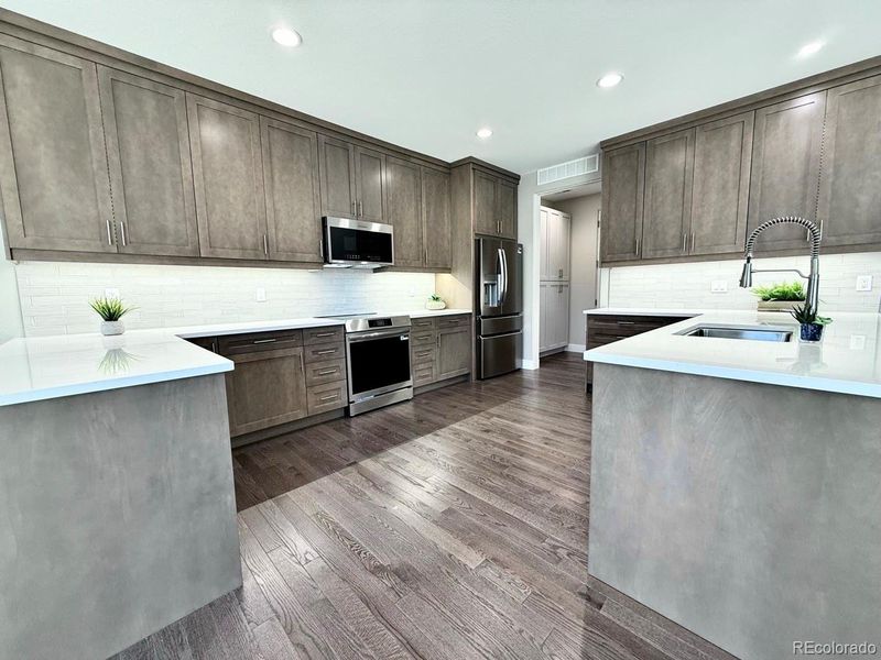 Gourmet Kitchen with Quartz Countertops. Gourmet Kitchen with Quartz Countertops.