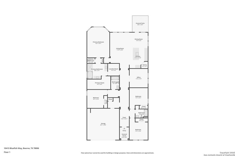 2D floor plan layout of this home in Fox Falls, Boerne, TX (Image 5).