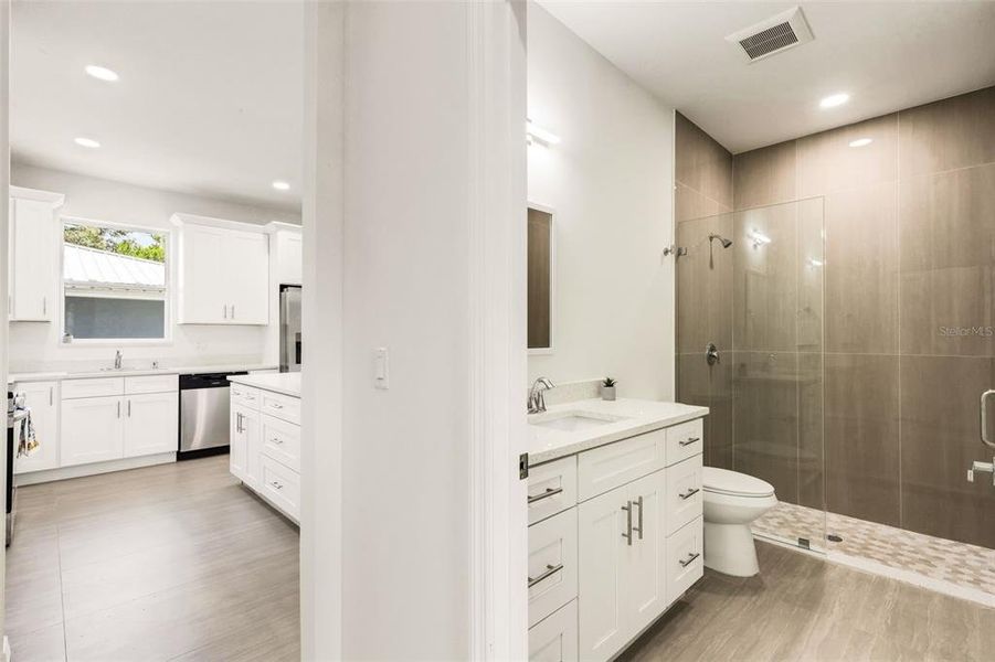 bathroom off hallway