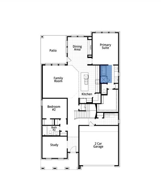 2D floor plan layout for the Middleton Plan by Highland Homes in Ridgeline: 50ft. lots, McKinney, TX (Image 4).