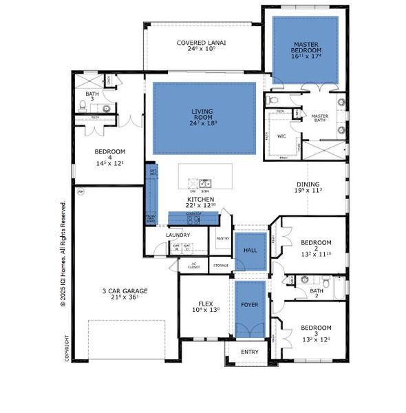 2D floor plan layout for the Costa Mesa II - Regency Series | 70' Wide Lots by ICI Homes in Courtney Grove, St. Augustine, FL (Image 4).