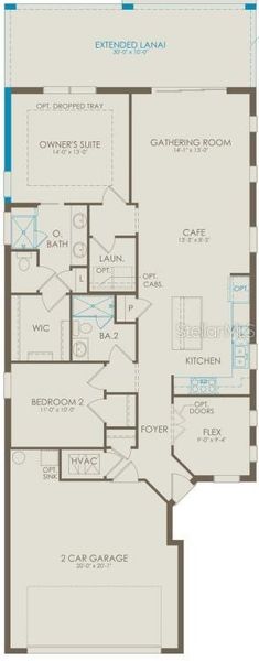 2D floor plan layout of this home in Del Webb Minneola, Minneola, FL (Image 2).