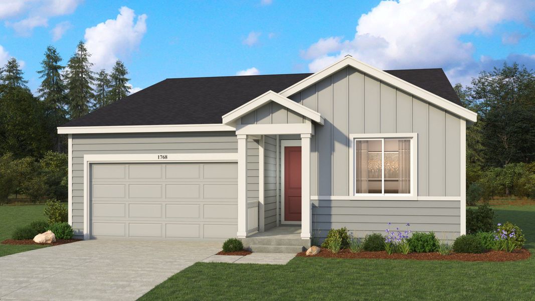 Representative exterior photo of a completed home built from the Belmont by DRB Homes in Trevenna, Windsor, CO (Image 4).