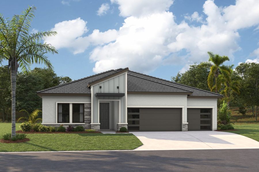 Representative exterior photo of a completed home built from the Islamorada I by Homes by WestBay in Oakfield, Parrish, FL (Image 4).