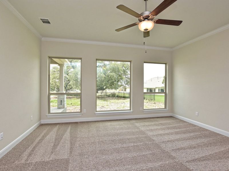 Representative unfurnished interior of a home built from the Siena II by Giddens Homes in Clearwater Ranch, Liberty Hill (Image 150).