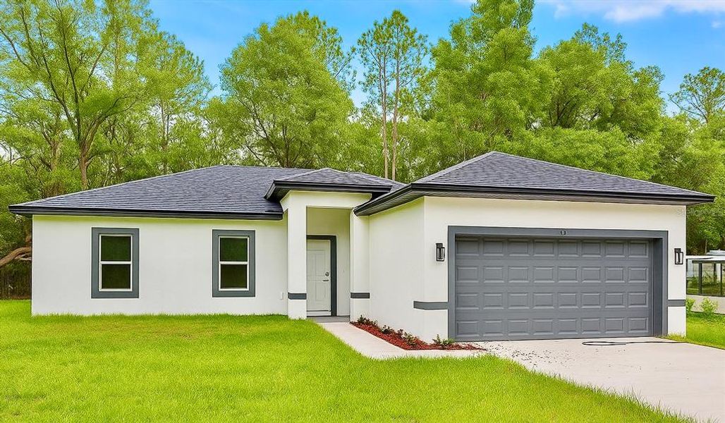 Front exterior of a new home in , Citrus Springs, FL, highlighting curb appeal (Image 2). Front exterior of a new home in , Citrus Springs, FL, highlighting curb appeal (Image 2).